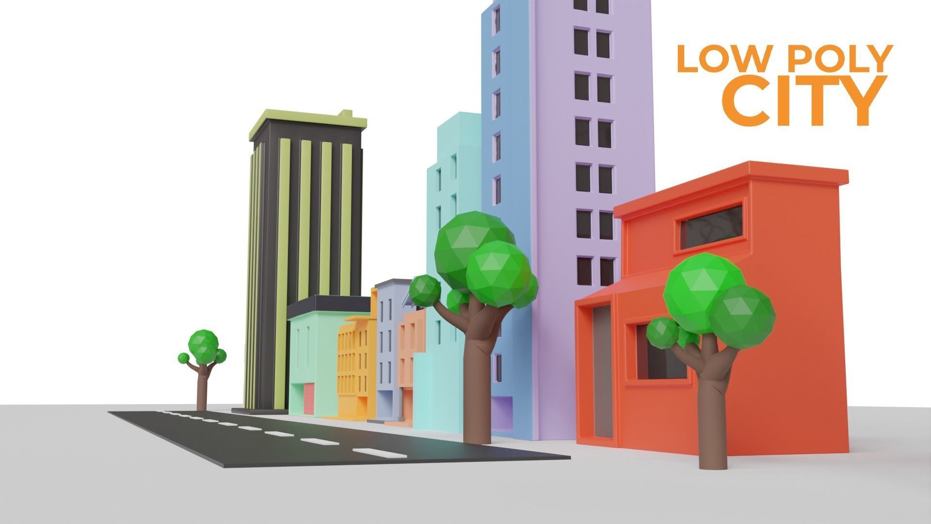 Urban - Low Poly 3d city building model Low-poly 3D model_3