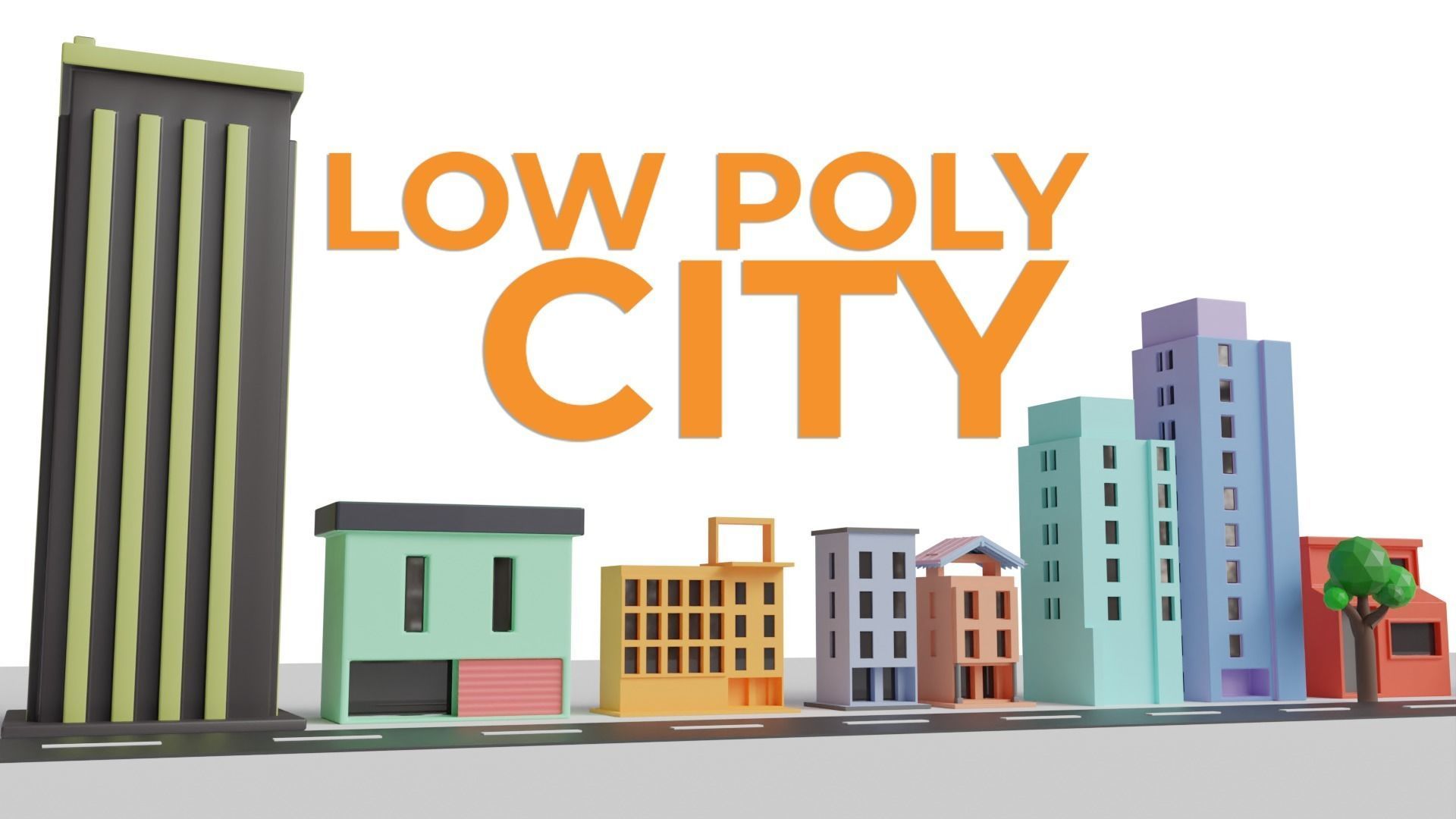 Urban - Low Poly 3d city building model Low-poly 3D model_1