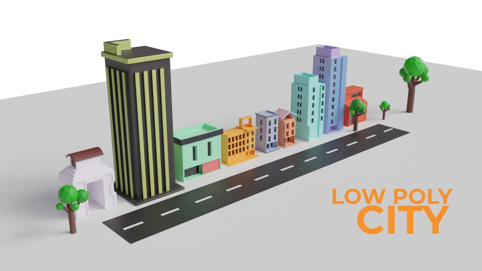 Urban - Low Poly 3d city building model Low-poly 3D model_2