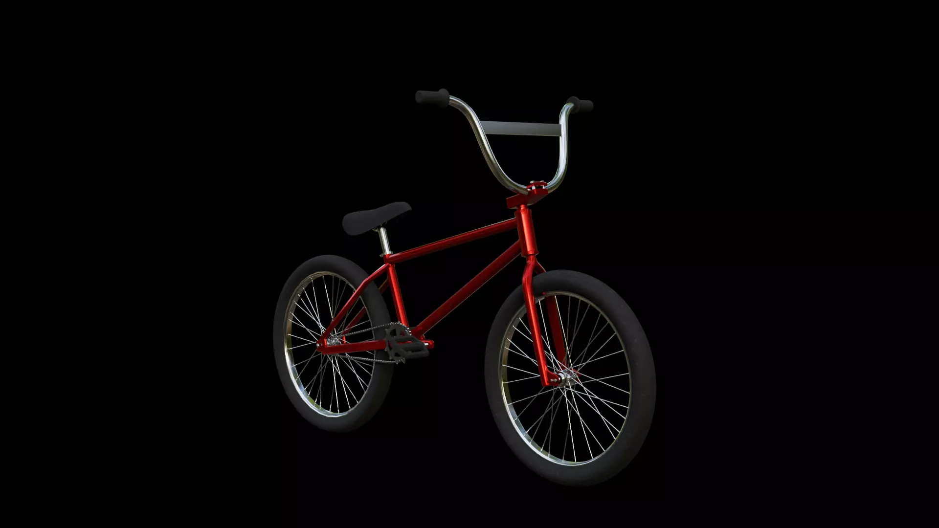 Red BMX Low-poly 3D model_0