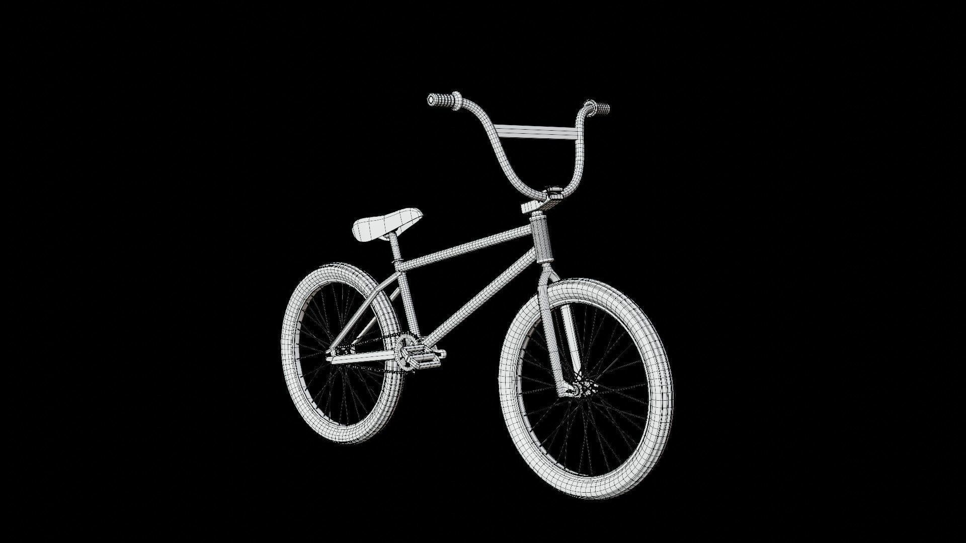 Red BMX Low-poly 3D model_15