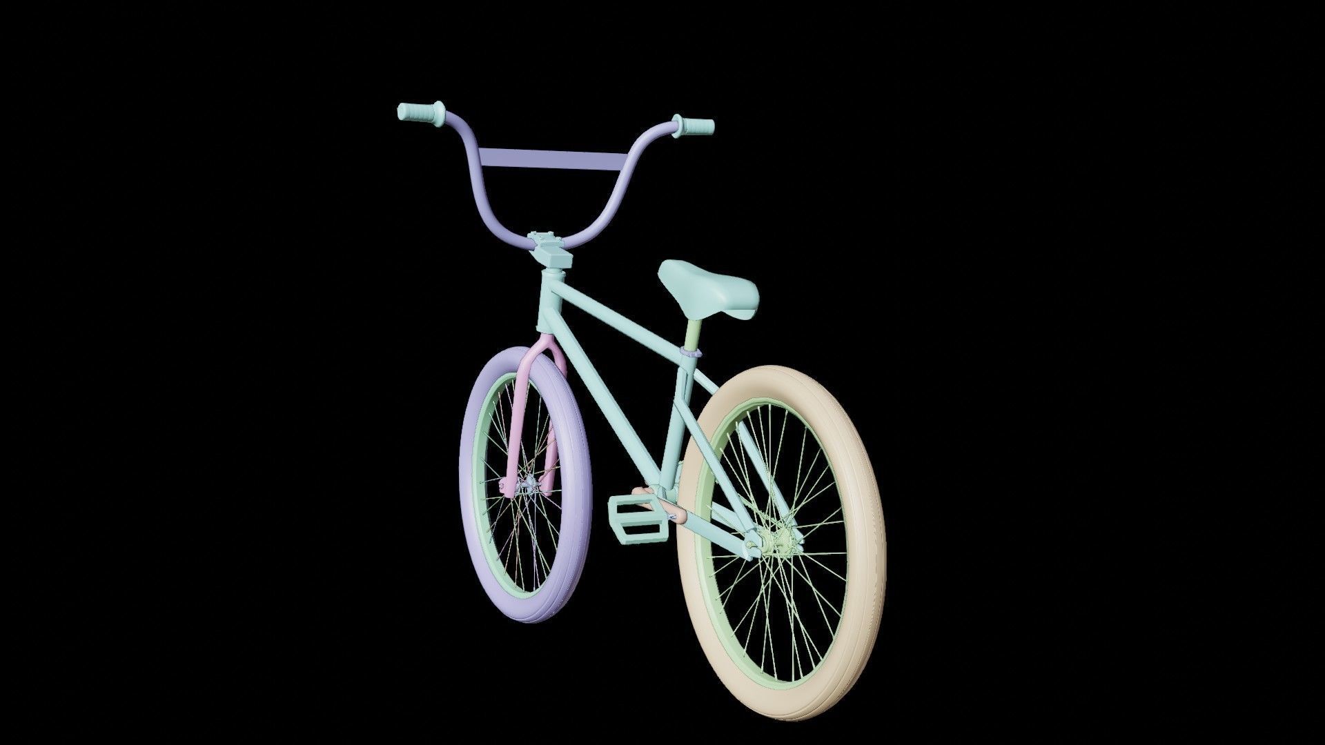 Red BMX Low-poly 3D model_8