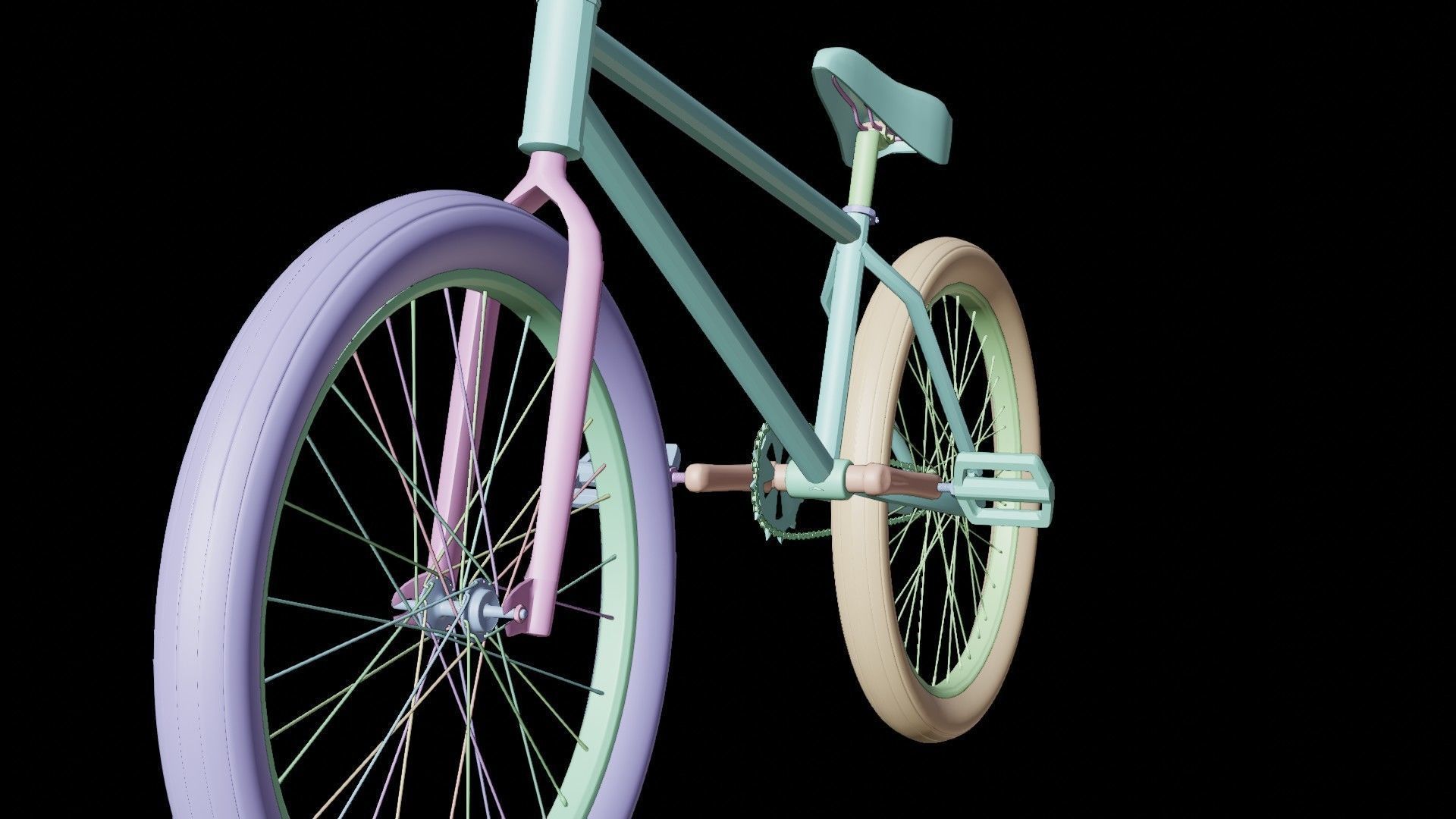 Red BMX Low-poly 3D model_7