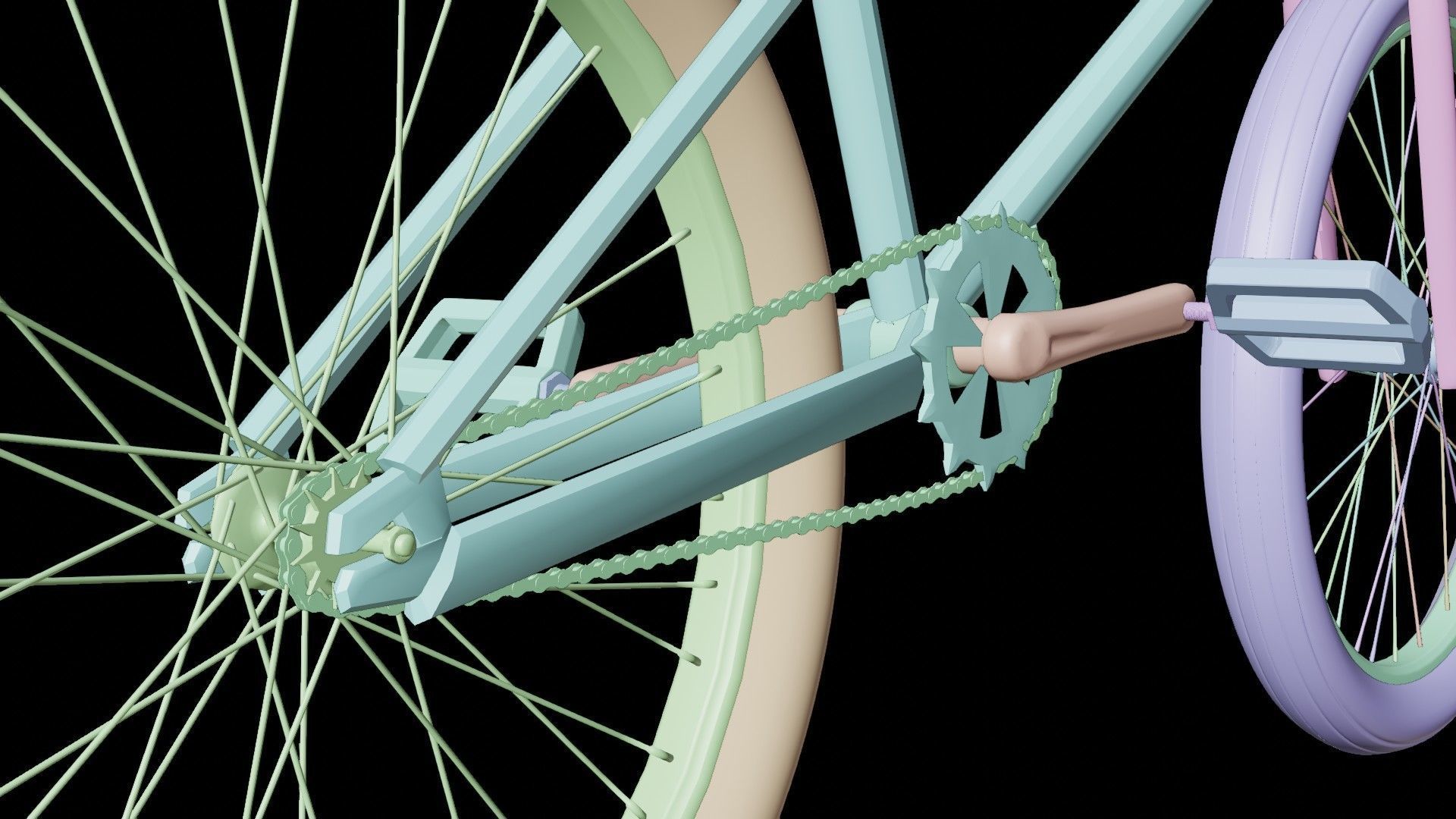 Red BMX Low-poly 3D model_9