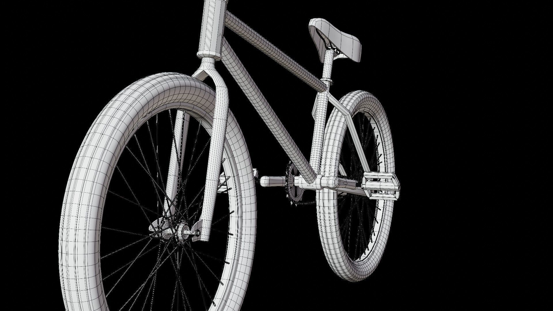 Red BMX Low-poly 3D model_17