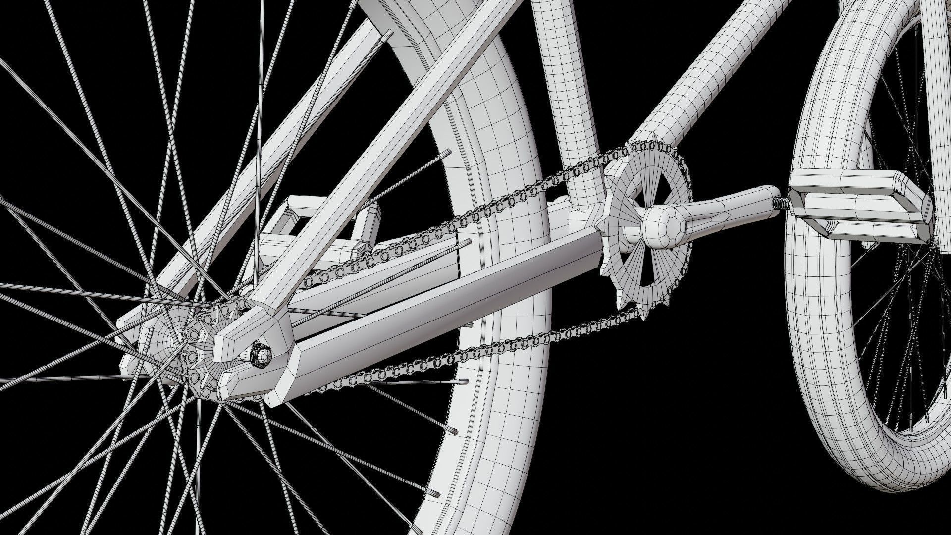 Red BMX Low-poly 3D model_19