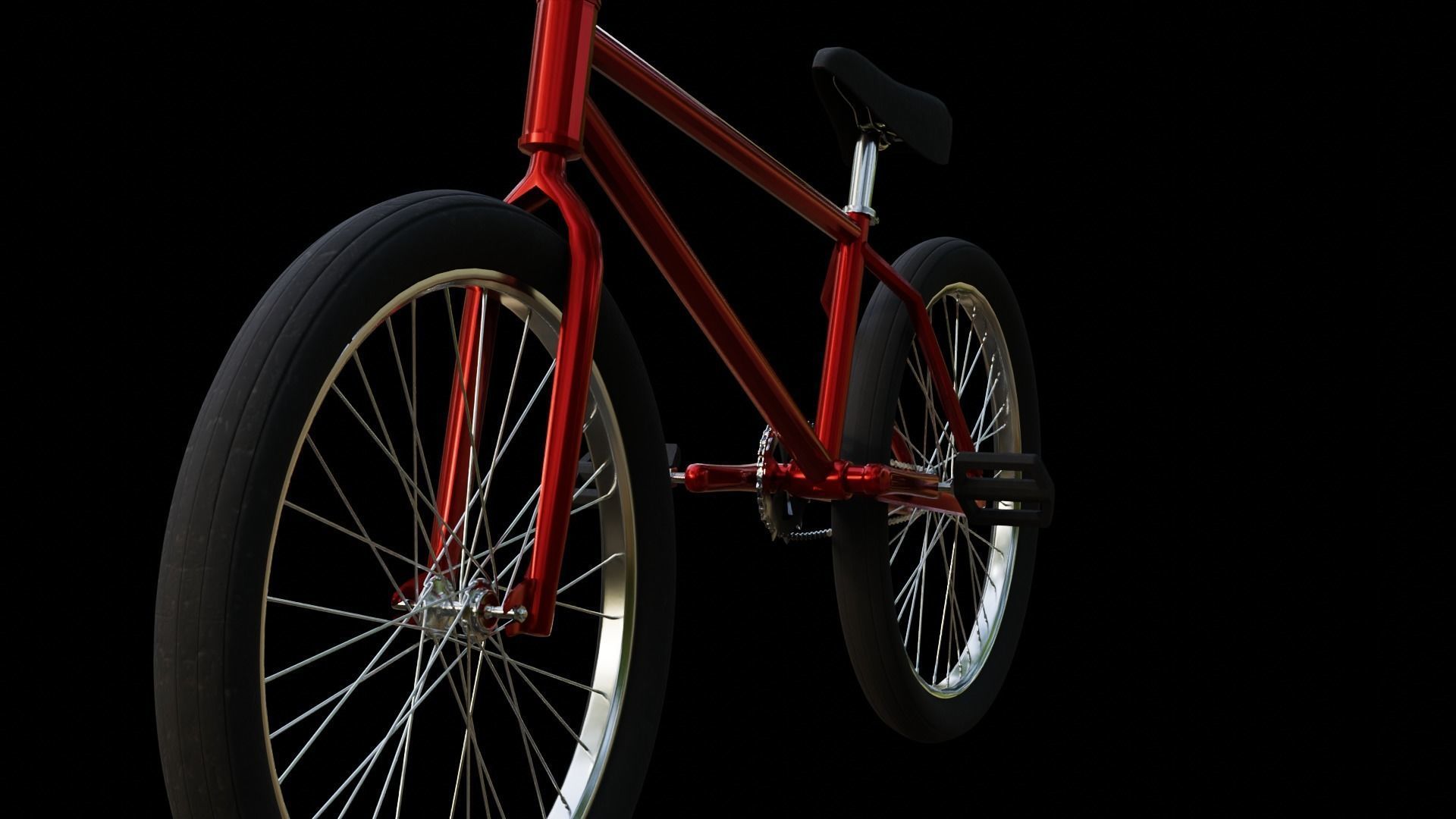 Red BMX Low-poly 3D model_2
