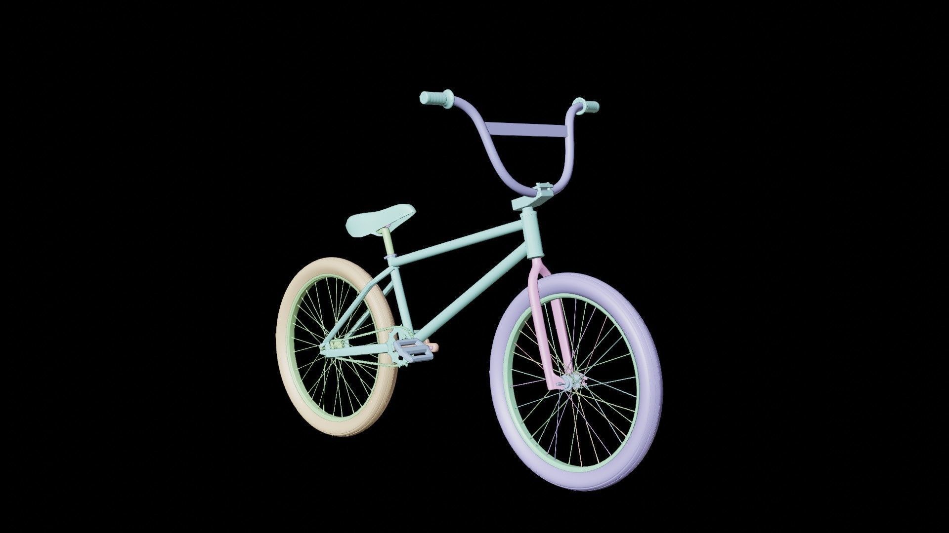 Red BMX Low-poly 3D model_5