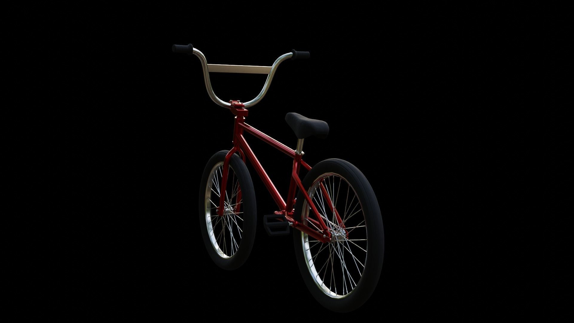 Red BMX Low-poly 3D model_3