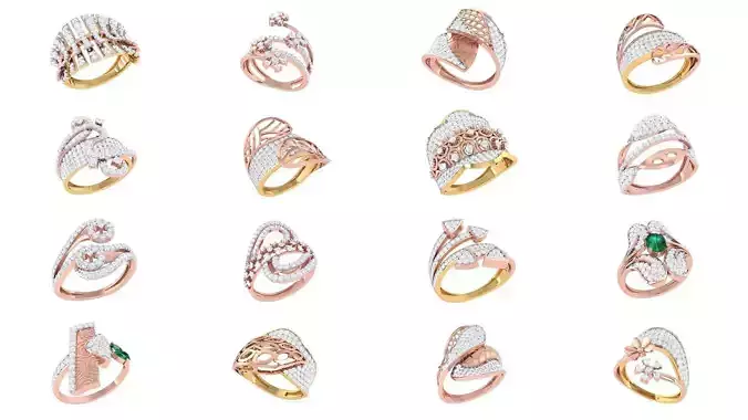 49 Women Ring 3dm STL OBJ FBX Renders Details Collection