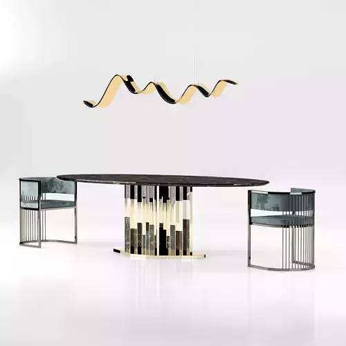 Oval Marble Dining Set