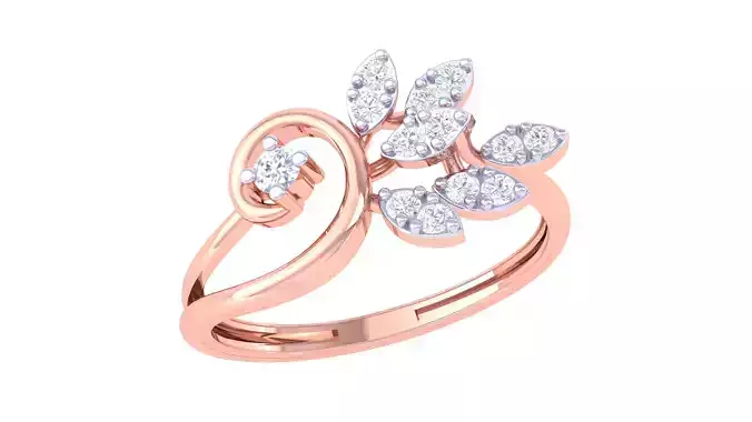 Leaf Flower Ring 3dm STL OBJ FBX Renders Details