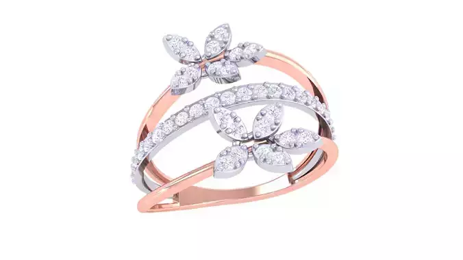 Leaf Flower Ring 3dm STL OBJ FBX Renders Details