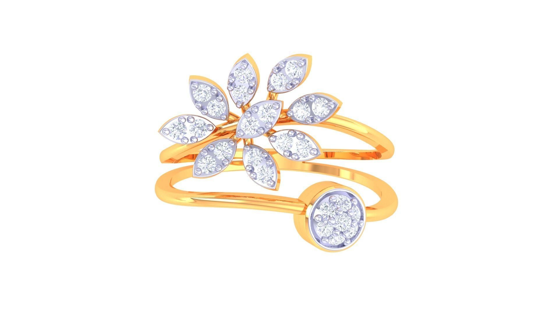 Leaf Flower Ring 3dm STL OBJ FBX Renders Details 3D print model_3