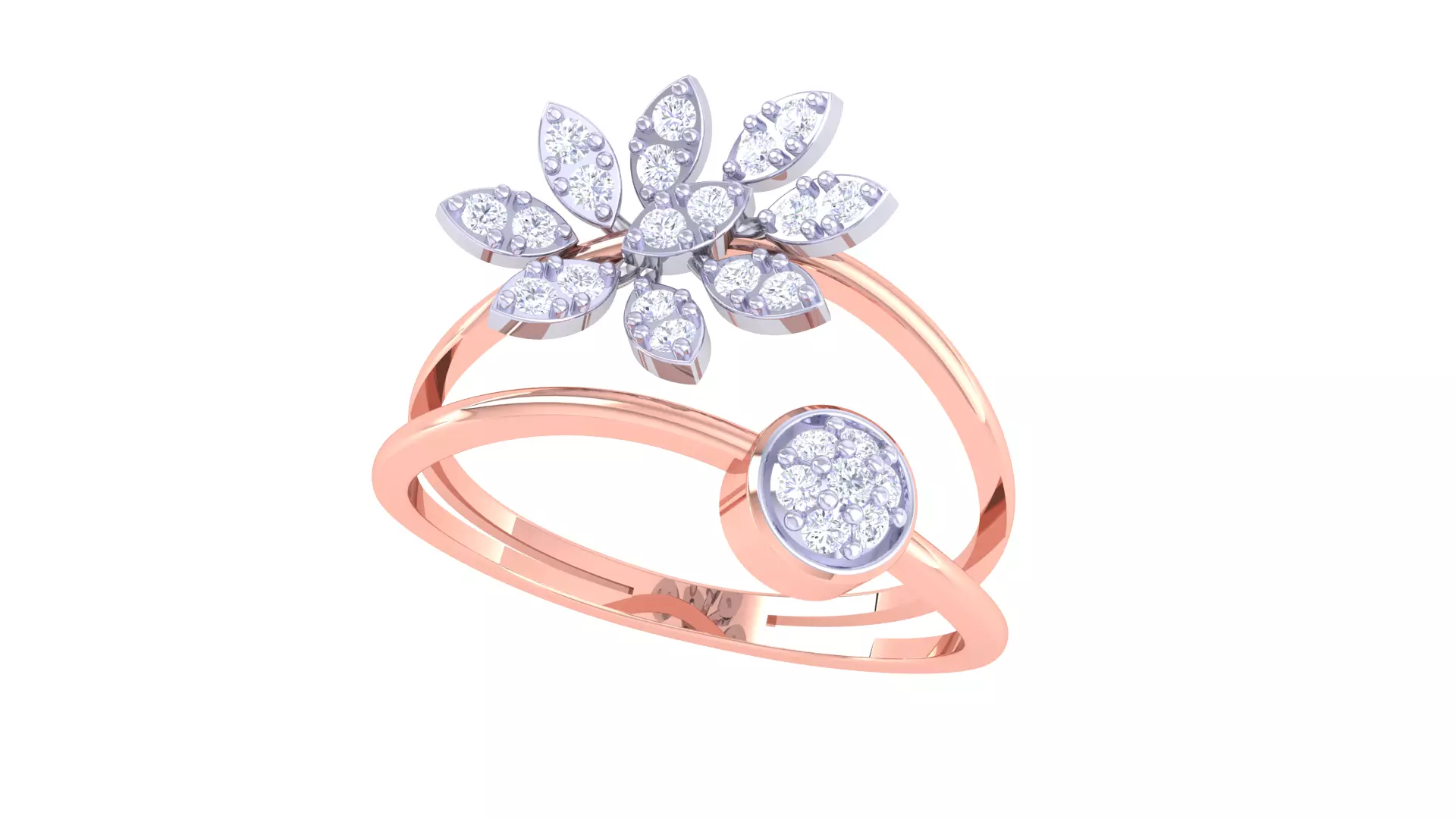 Leaf Flower Ring 3dm STL OBJ FBX Renders Details 3D print model_0