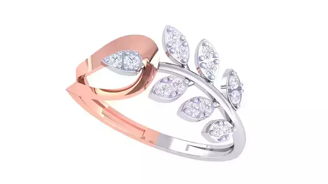 Leaf Flower Ring 3dm STL OBJ FBX Renders Details