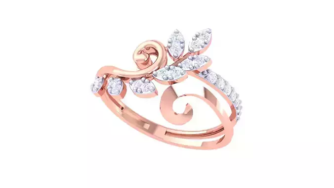 Leaf Flower Ring 3dm STL OBJ FBX Renders Details