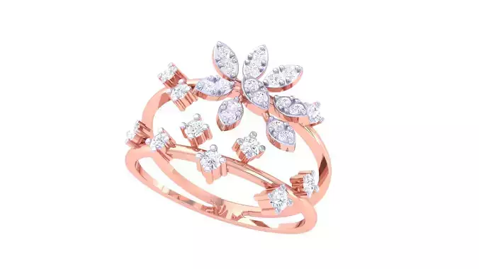 Leaf Flower Ring 3dm STL OBJ FBX Renders Details