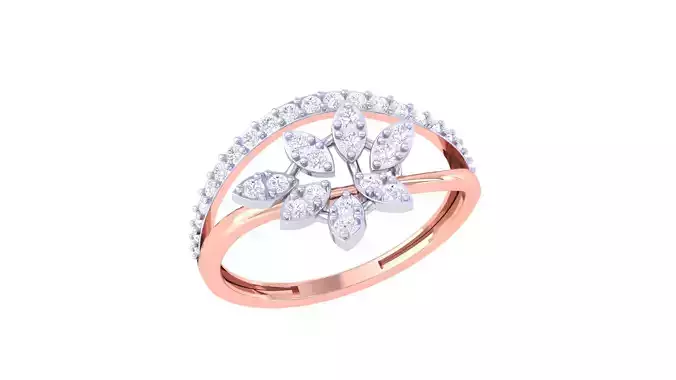 Leaf Flower Ring 3dm STL OBJ FBX Renders Details