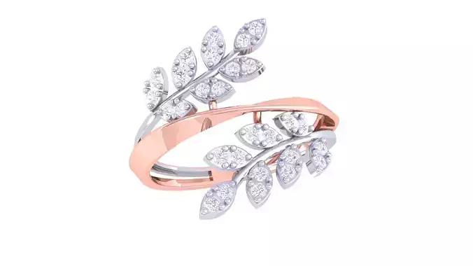 Leaf Flower Ring 3dm STL OBJ FBX Renders Details