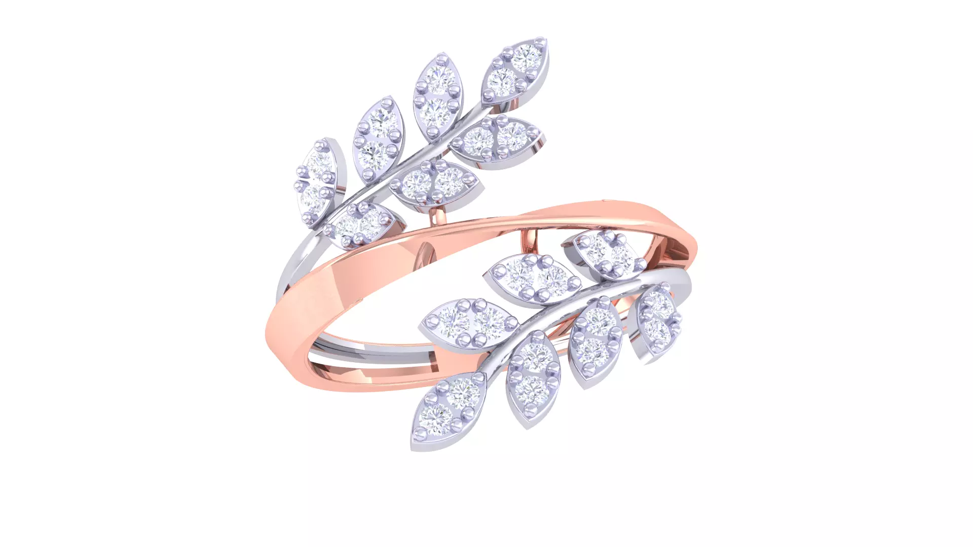 Leaf Flower Ring 3dm STL OBJ FBX Renders Details 3D print model_0