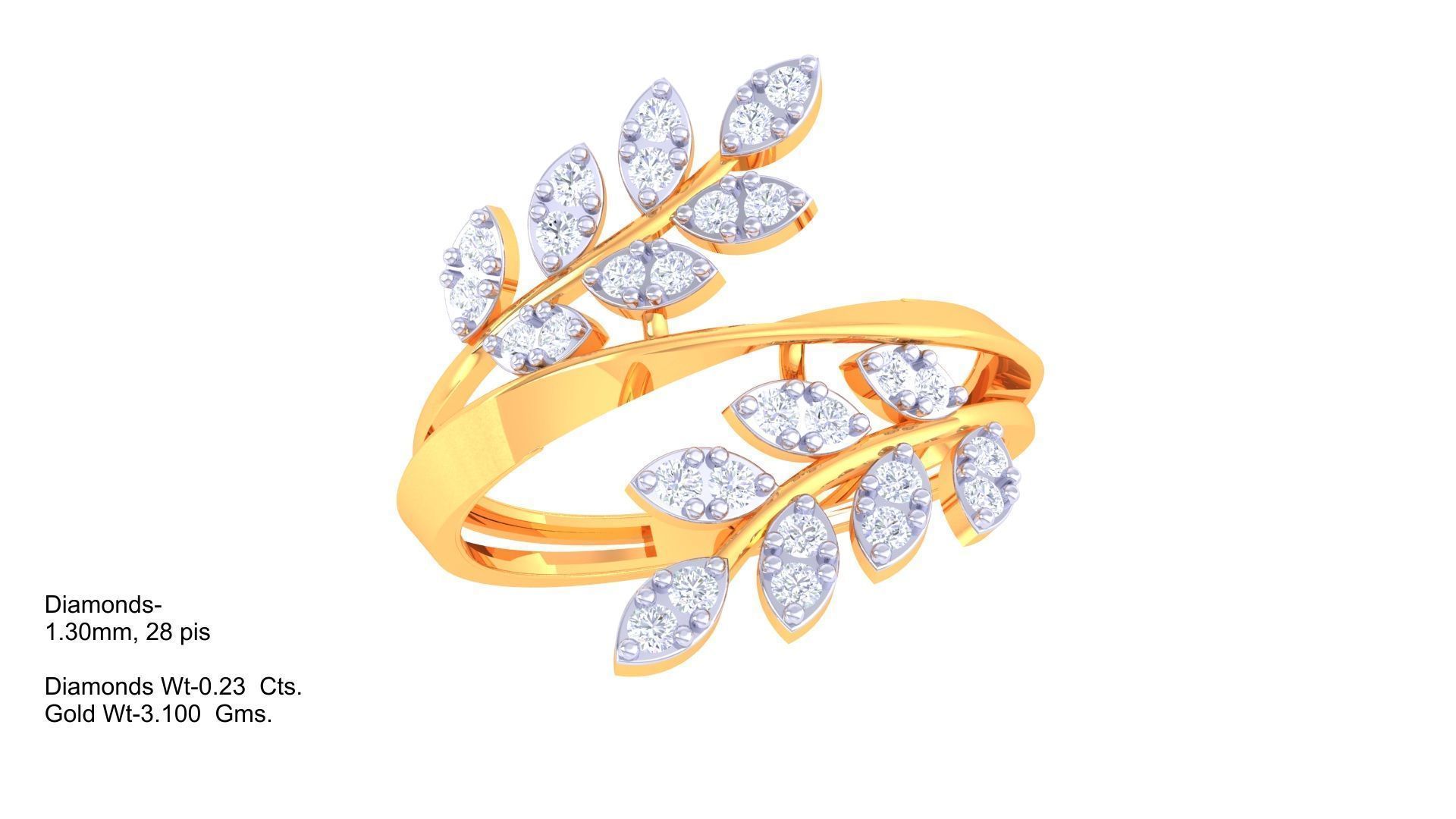 Leaf Flower Ring 3dm STL OBJ FBX Renders Details 3D print model_1