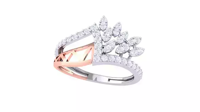 Leaf Flower Ring 3dm STL OBJ FBX Renders Details