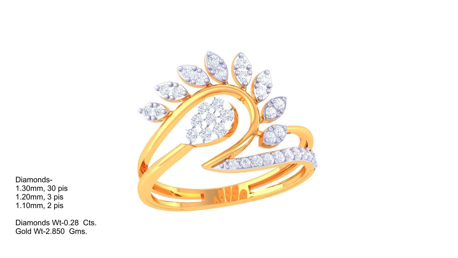 Leaf Flower Ring 3dm STL OBJ FBX Renders Details 3D print model_1