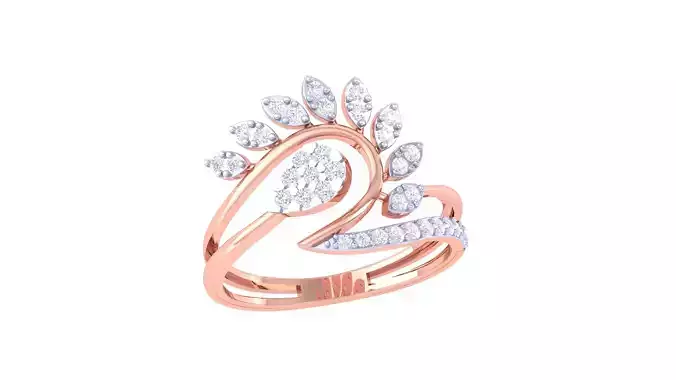 Leaf Flower Ring 3dm STL OBJ FBX Renders Details