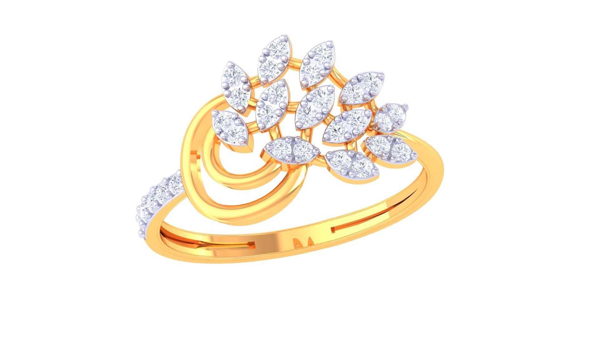 Leaf Flower Ring 3dm STL OBJ FBX Renders Details 3D print model_2