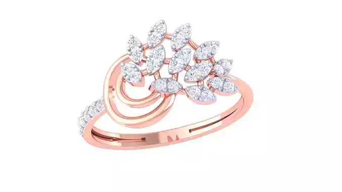 Leaf Flower Ring 3dm STL OBJ FBX Renders Details