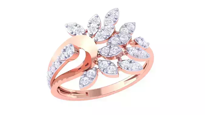 Leaf Flower Ring 3dm STL OBJ FBX Renders Details