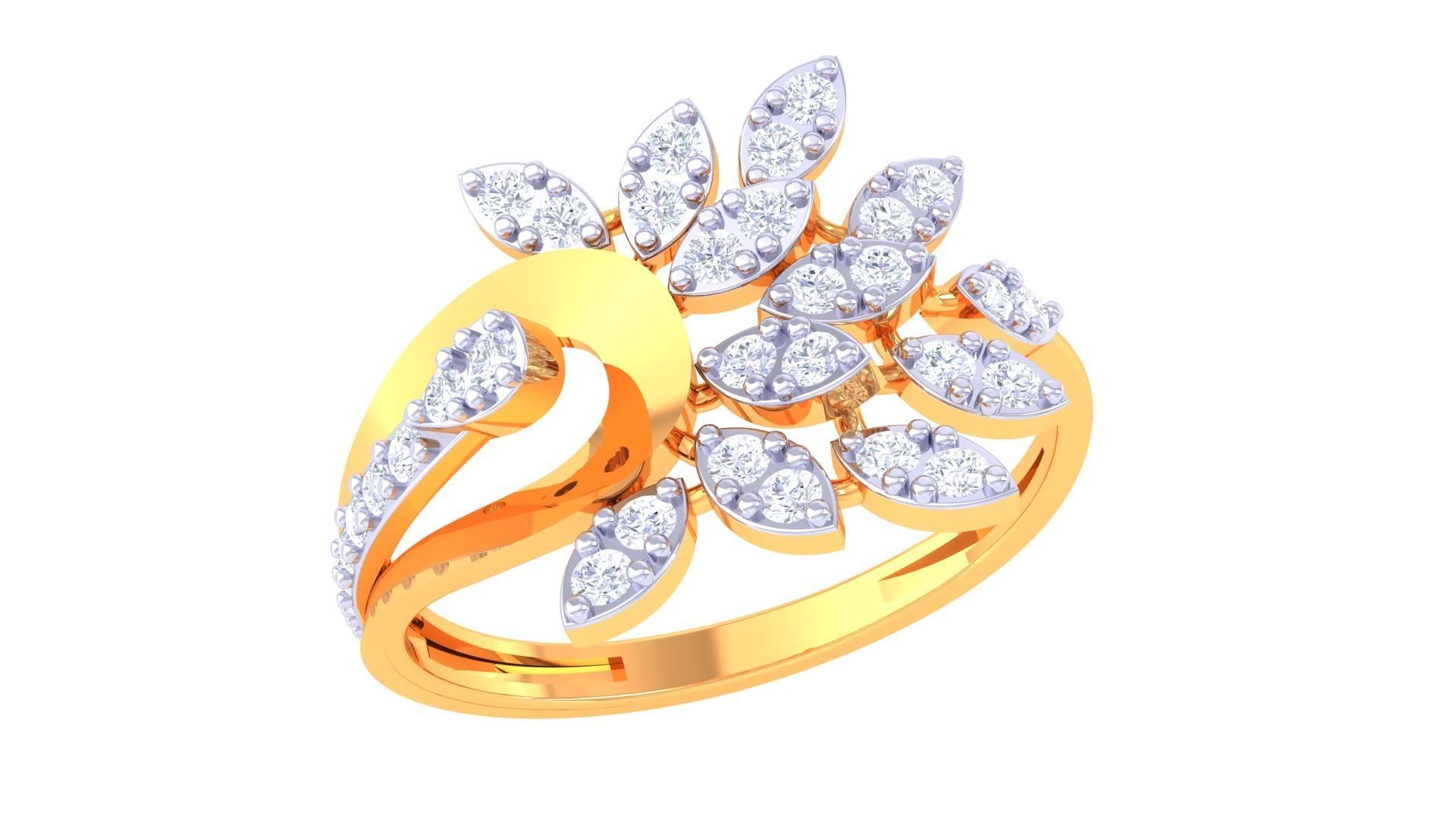 Leaf Flower Ring 3dm STL OBJ FBX Renders Details 3D print model_2