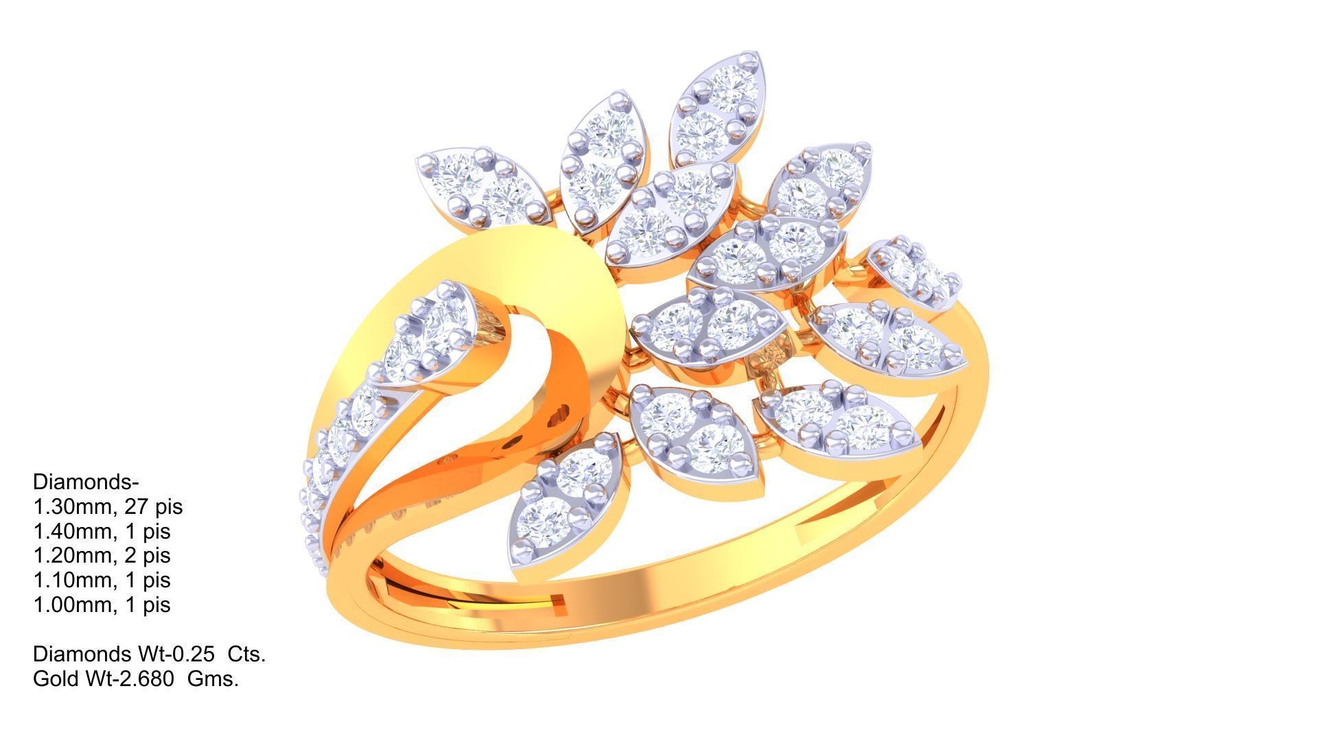 Leaf Flower Ring 3dm STL OBJ FBX Renders Details 3D print model_1