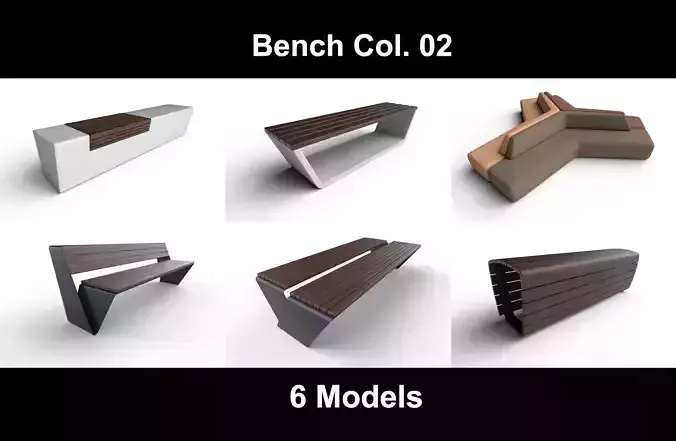 Bench Col02 - 6 Models  3D Model Collection