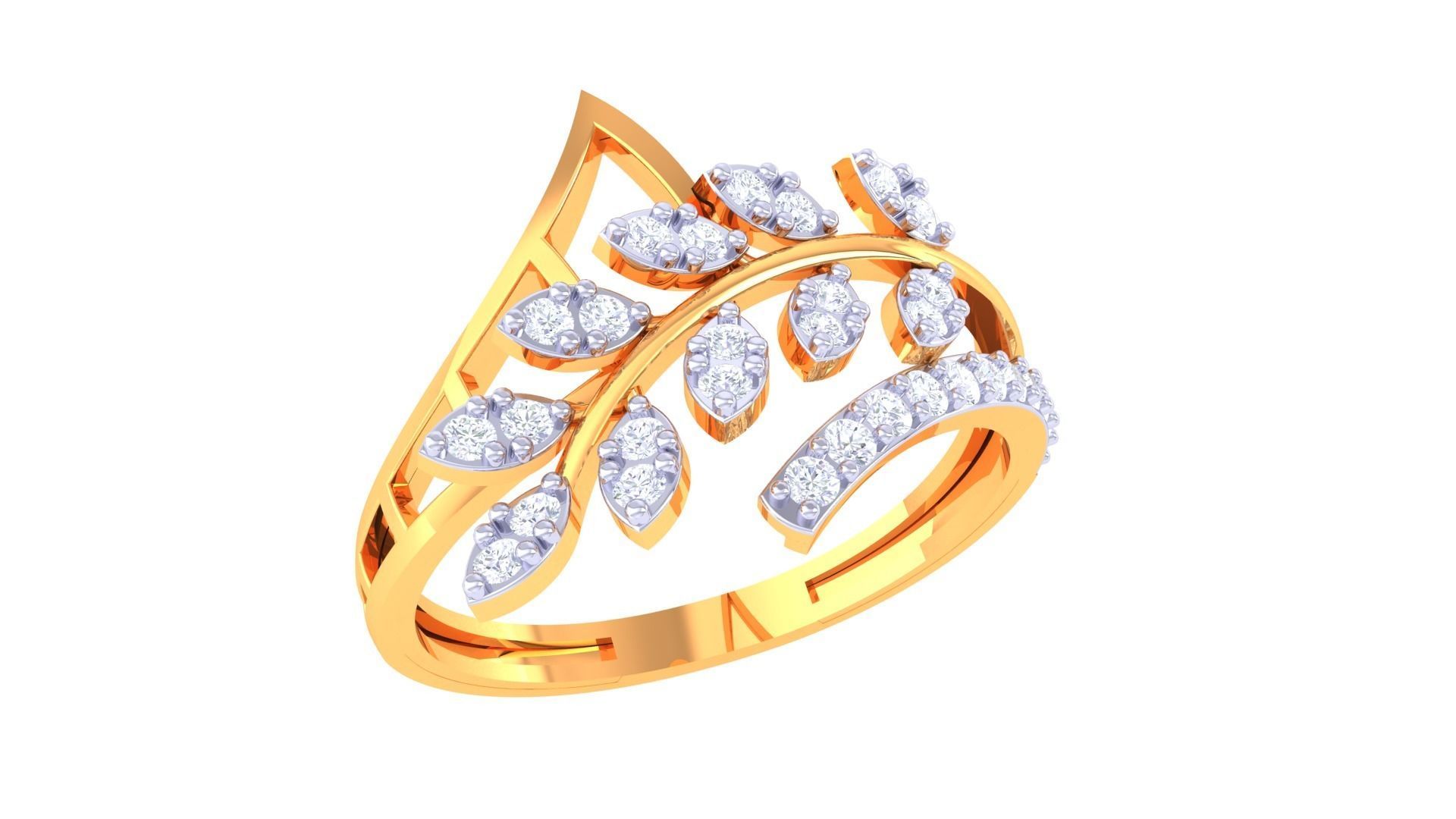 Leaf Flower Ring 3dm STL OBJ FBX Renders Details 3D print model_2