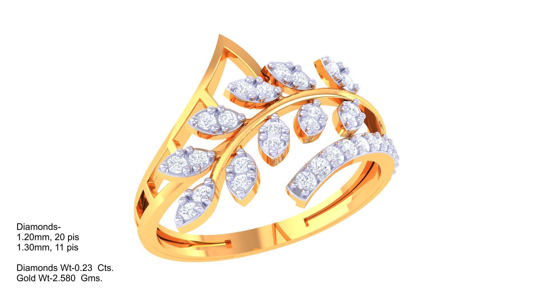 Leaf Flower Ring 3dm STL OBJ FBX Renders Details 3D print model_1