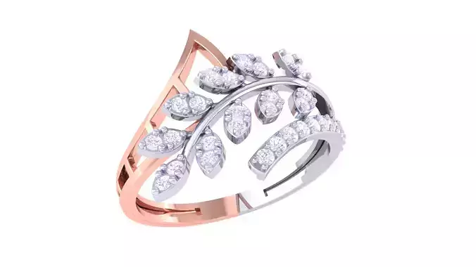 Leaf Flower Ring 3dm STL OBJ FBX Renders Details