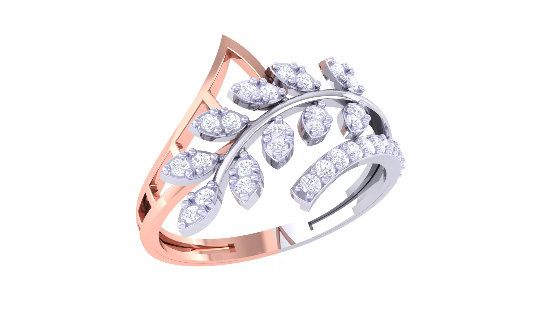 Leaf Flower Ring 3dm STL OBJ FBX Renders Details 3D print model_0