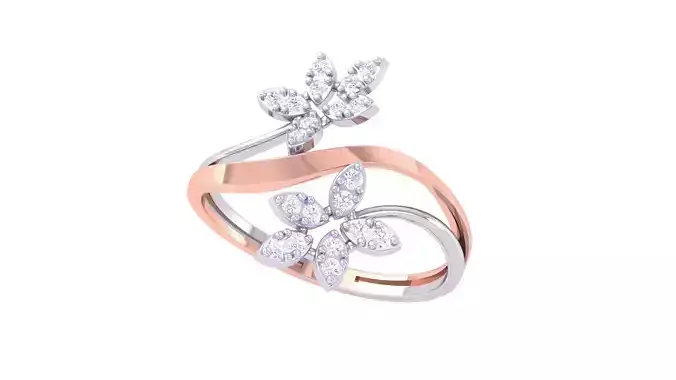 Leaf Flower Ring 3dm STL OBJ FBX Renders Details