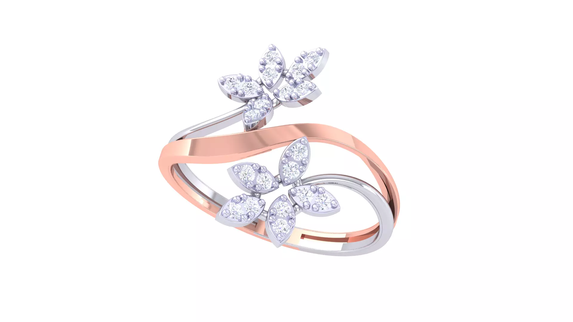 Leaf Flower Ring 3dm STL OBJ FBX Renders Details 3D print model_0