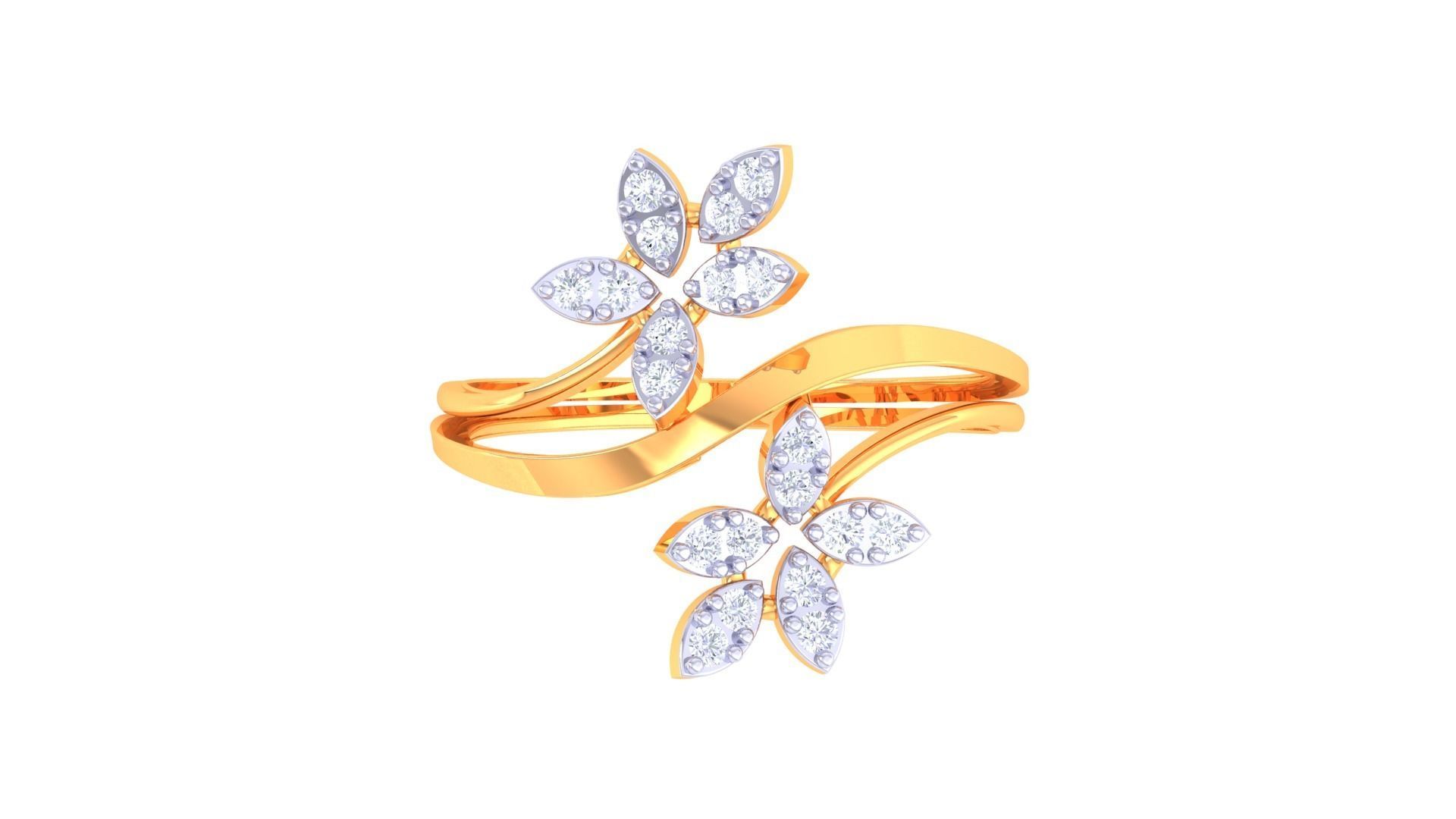 Leaf Flower Ring 3dm STL OBJ FBX Renders Details 3D print model_3