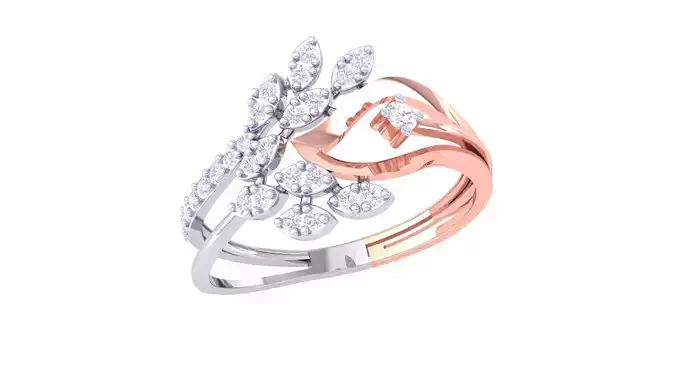 Leaf Flower Ring 3dm STL OBJ FBX Renders Details