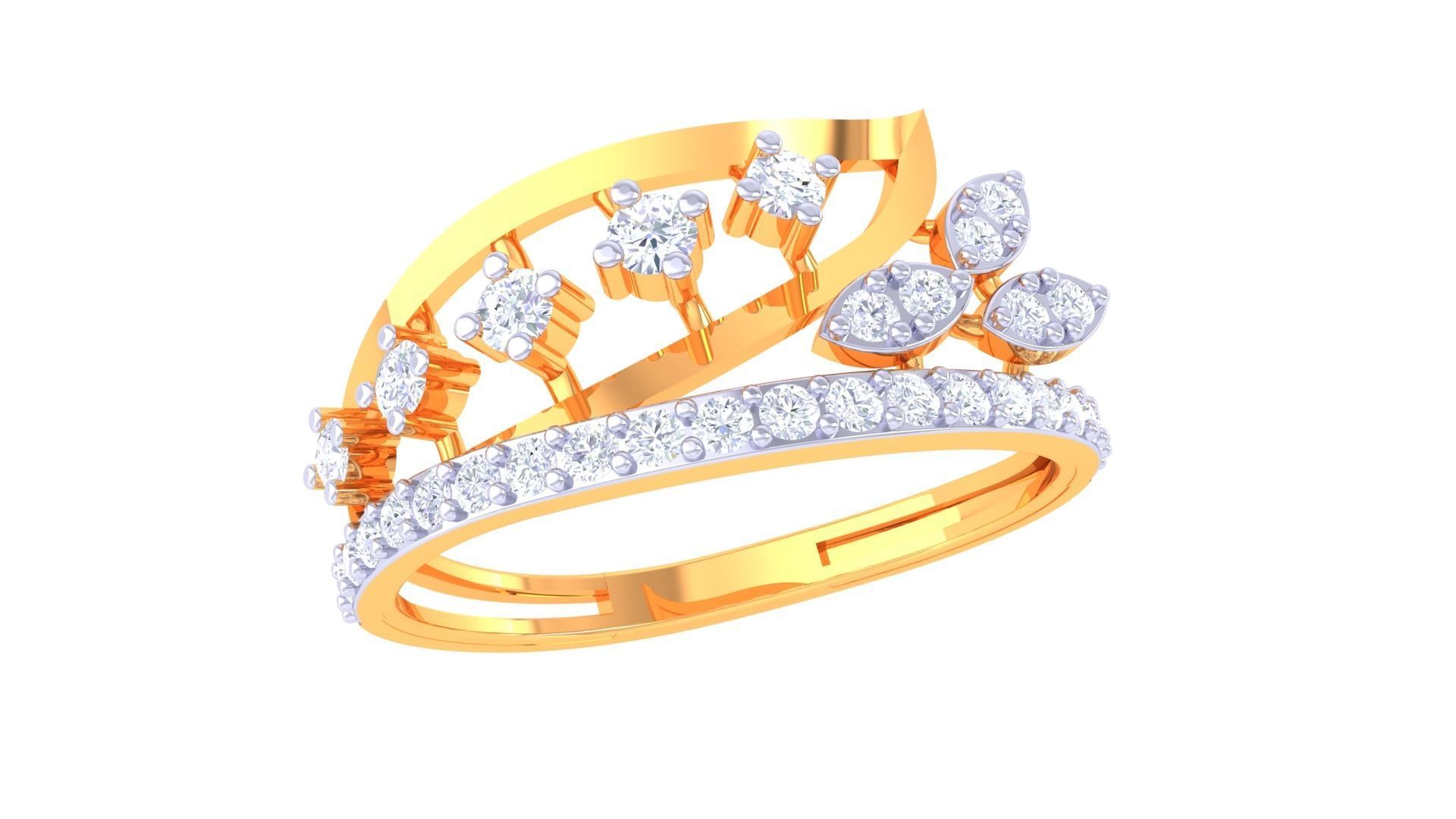 Leaf Flower Ring 3dm STL OBJ FBX Renders Details 3D print model_2