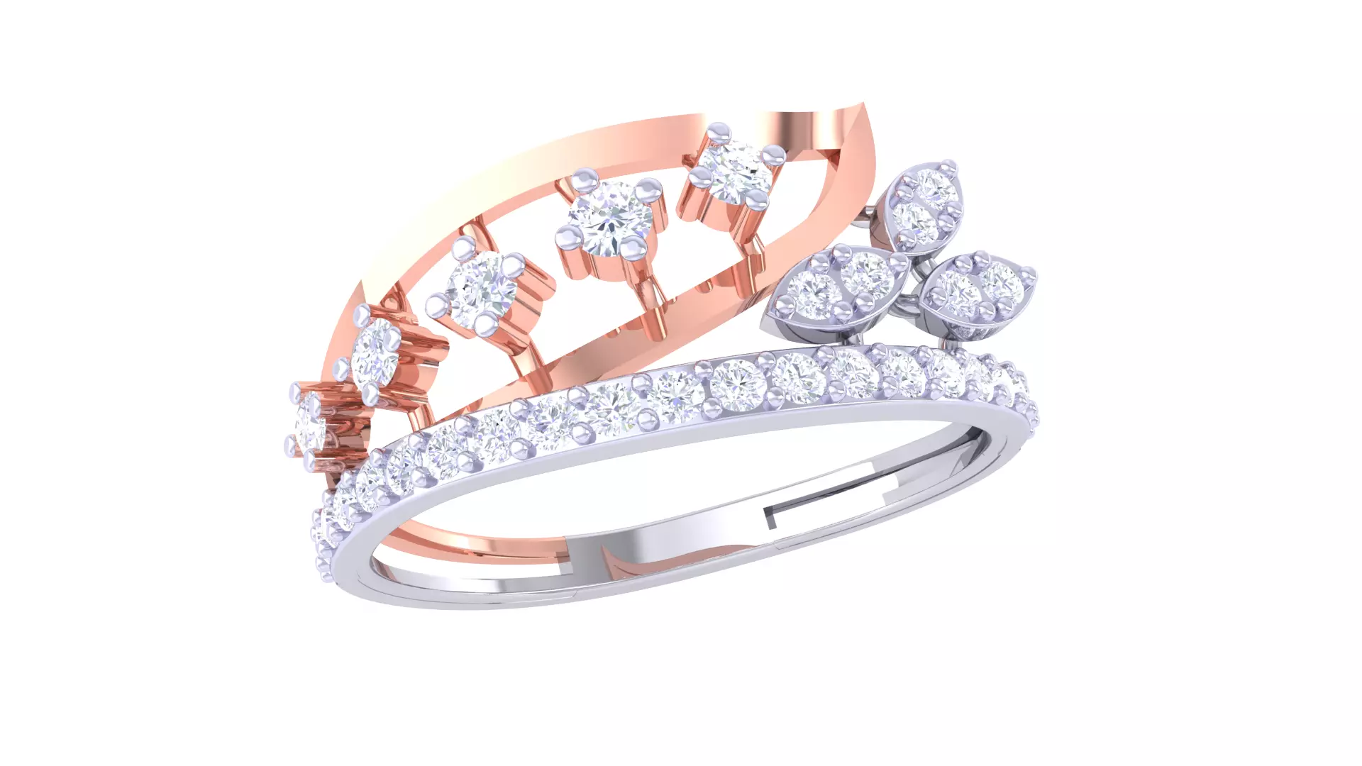 Leaf Flower Ring 3dm STL OBJ FBX Renders Details 3D print model_0