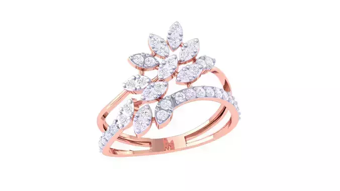 Leaf Flower Ring 3dm STL OBJ FBX Renders Details