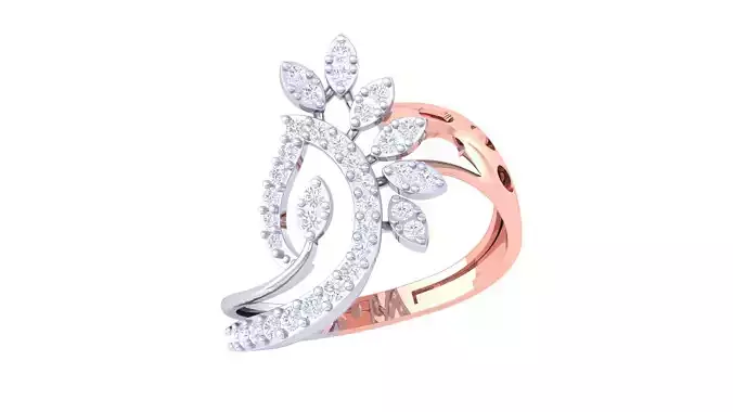 Leaf Flower Ring 3dm STL OBJ FBX Renders Details