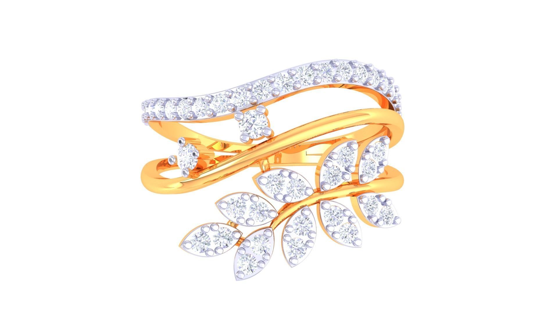 Leaf Flower Ring 3dm STL OBJ FBX Renders Details 3D print model_3