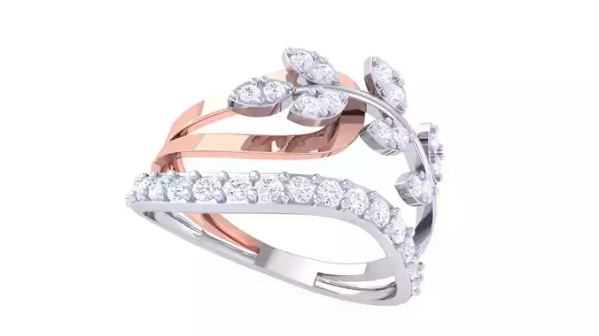 Leaf Flower Ring 3dm STL OBJ FBX Renders Details 3D print model