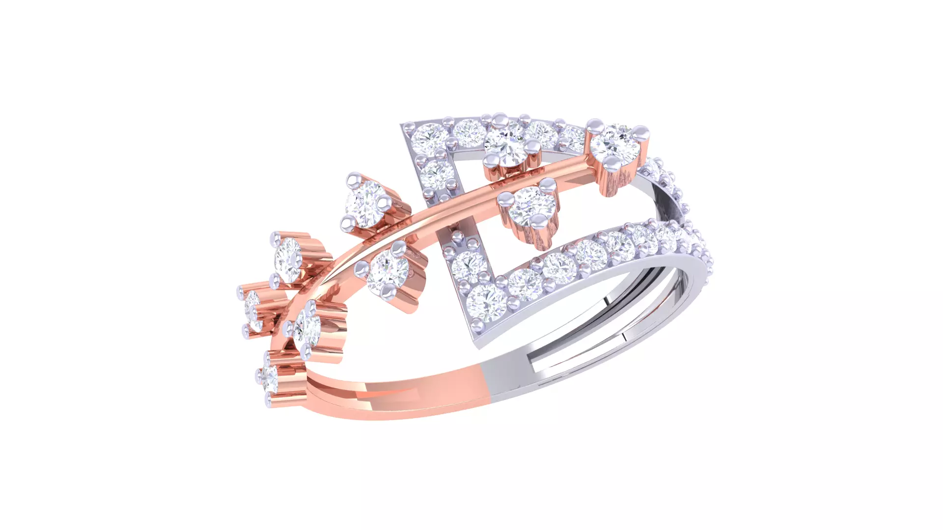 Leaf Flower Ring 3dm STL OBJ FBX Renders Details 3D print model_0